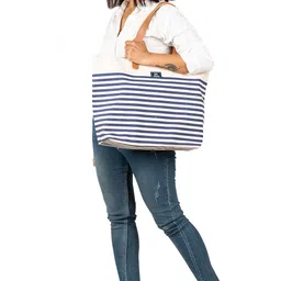 aqva Cotton Canvas Tote Bag for Women & Men - Shoulder Bag with Inner Zip Pocket - Canvas Handbag for Grocery, Shopping, Travel, Work, Beach Lunch image 4