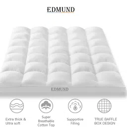 Edmund Hotel Quality Mattress Topper Quilted Fluffy Premium Cotton Finished Mattress Pad 1000-GSM Double Bed King Size 60 x 78 Inch Quilted Topper for Best Sleeping - (6x6.5 Feet_White) image 5