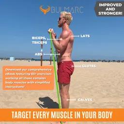 bulmarc BULMARC's Resistance Band Pull Up Assist Bands with 65+ Exercises for Pull Ups, Workout, Chin Ups, Stretching, Weight Loss & Powerlifting, Anti Snap Natural Latex (Orange (Ultra Heavy) 43-75 KGS) image 5