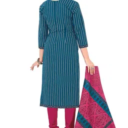 miraan Women Cotton Unstitched Dress Material (SAN1414, Blue, Free Size) image 2