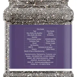 Kitchen Jungle Raw Chia Seeds 1 kg Jar Pack | Seeds For Eating | Diet Snacks | chia seeds for weight loss | Omega-3 | Non-GMO and Fibre Rich image 3
