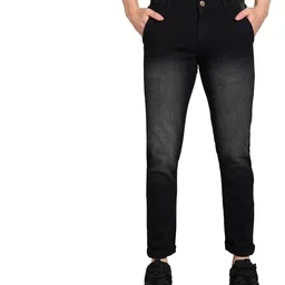 urbano fashion Men's Black Slim Fit Washed Jeans Stretchable image 1