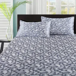 Victor Double Bed Poly Cotton 250 TC Bedsheet/Bedspread with 2 Pillow Covers Easy Wash/Extra Soft Breathable/Fade Resistant & Cooling (Bed Cover - 90" X 100", 2 Pillow Covers - 18" X 27"), Grey image 2