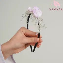 Samyak Pearl & Crystal Hair Band Accessories For Women & Girls, Stylish Tiara Headband For Wedding Party Juda Bun Fashion For Bridal Hair Decoration Accessory image 4