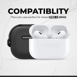 newtechno Antilost Lid Case Cover Shell for Airpods pro 2| Full Protection Case Cover with Lanyard Compatible for Airpods pro Gen-2 with carabaner-Black image 4