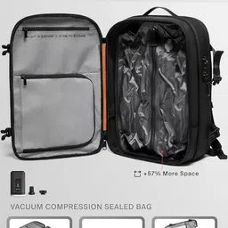 meyaar Vacuum Compression Travel Backpack for Airplane, 60L Expandable, Anti-Theft, 17.3 inch Laptop Backpack With Weatherproof and TSA Lock, Business Backpack For Men & Women image 3