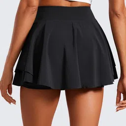 crz yoga Tennis Skirts for Women Crossover High Waisted Ruffle Layered Workout Athletic Golf Skort Skirts with Pockets image 2