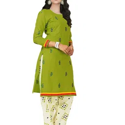 miraan Women Cotton Unstitched Dress Material (SGPRI423, Green, Free Size) image 3