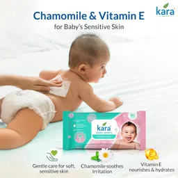Kara Tender Care Baby Wipes - 80 Pulls (Pack of 2) | Gentle Protection for Your Baby’s Sensitive Skin | Dermatologically Tested & Paraben Free | Enriched with Chamomile Extract and Vitamin E image 5