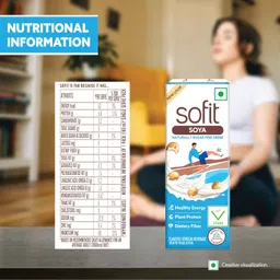 SOFIT Soya Drink Naturally Sugar Free Vegan Drink Enriched With Plant Protein,Dietary Fibers,Vitamins And Calcium Lactose Free Gluten Free Preservatives Free,180 Ml / 200 Ml(Weight May Vary) image 2