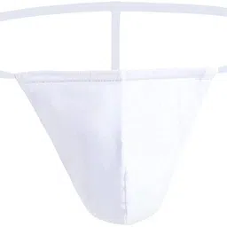 Men's Comb of Nylon Blend Enhancin Thong Underw Free Size Fit for S-M-L Waist, White-Red-Black-Blue Color, 4 Pcs Combo image 5