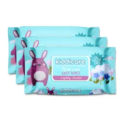 Kiddicare Baby Wipes Lightly Scented Water Based - 216 Wipes (Pack of 3) | Extra Soft & Thick Cleansing Baby Wet Wipes | Alcohol-Free, Vitamin E Enriched |Gentle, Sensitive Skin-Friendly Travel Pack. image 1