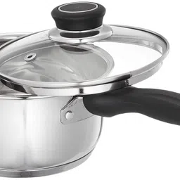 Amazon Brand - Solimo Stainless Steel Saucepan With Glass Lid, Induction Base (14 Cm, 1Liter) image 2