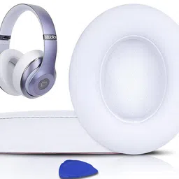 SoloWIT Replacement Ear Pads Cushions for Beats Studio 2 & Studio 3 Wired & Wireless Headphones, Earpads with Soft Protein Leather, Noise Isolation Memory Foam - White image 1