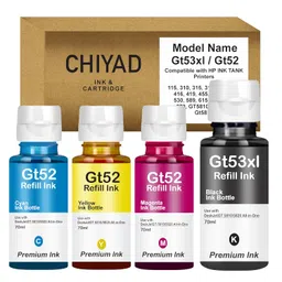 CHIYAD Refill Ink for HP GT53XL & GT 52 for HP Ink Tank 115 310 315 319 410 415 416 419 455 500 515 520 525 530 589 615 750 790 670 GT5810 GT5811 GT5820 (GT53XL + GT52 CMY) image 1