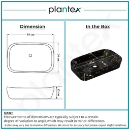 Plantex Tabletop Wash Basin for Bathroom/Designer Ceramic Basin/Rectangle Countertop Wash Basin/Home/Office (21.5 x 14 x 4.5 Inch) image 3
