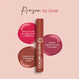 Colors Queen All Day Wear Liquid Lipstick - Deep Maroon, 12g | Highly Pigmented, Long Lasting Matte Lipstick | Smooth One Swipe Application, Lightweight & Non Transfer Liquid Lipstick for Women image 4