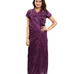 reposey Women's Satin Solid Nightwear Set Pack of 4 image 5