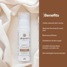 glopetra Under Eye Cream, Visibly Reduces Dark Circles, Fine Lines, Puffiness, suitable for all skin types, for Men & Women, 20g image 2