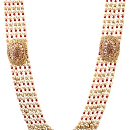 geetanjali crafts Handmade Pearl Stone & Studded AD(American Diamond) Necklace Jewellery For Men/Groom For Wedding(Dhula Mala/Kantha Haar) Or Special Occasions.(7874) image 1