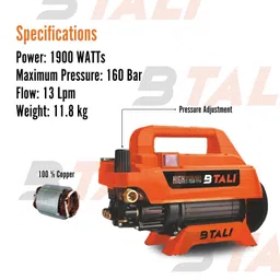 BTALI BT1050 High Pressure Washer, 1900W, 160 BAR, 13LPM, Foam Cannon, Heavy Duty Cleaning image 4