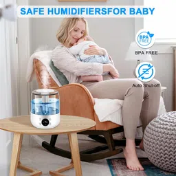 Docoss 3L Cool Mist Humidifier for Room,Babies and Home -Remote Control Ultrasonic Air Humidifier for Room Moisture, Bedroom Lasts Up to 30 Hours, Auto Shut-Off(White) image 5