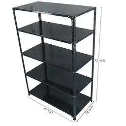 Mil-Nil Prime CRC Sheet 5 Shelf Multipurpose Slotted Angle Rack, 72 x 47 x 24 Inch, 20 Gauge self 14 Gauge Angle(Grey) 14 Gauge Angles image 3