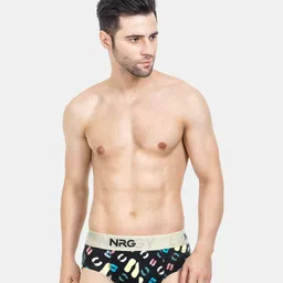 nrg Men's Printed Briefs 100% Rich Cotton & Micro Nylon Elastic Band, Superior Stretch, 0% Colour Bleed, Regular Fit, Pack of 3 image 4