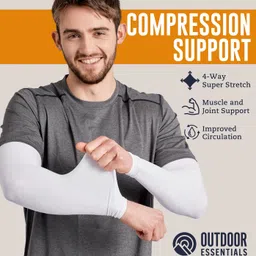 outdooressentials UV Sun Protection Arm Sleeves - UPF 50 Cooling Compression Sleeves for Men & Women - Arm Cover/Protector for Basketball, Voleyball, Golf, Baseball, Football, Running, Cycling & Other Outdoor Sports image 3