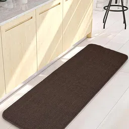 saral home easy living Saral Home Solid Soft PP Yarn Durable & Washable Multipurpose Runner for Home/Kitchen/Living Area/Lobby/Office Entrance with Anti Skid Backing (Dark Brown, 43 Cm X 120 Cm) image 1