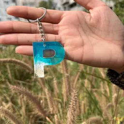 uniq creation Design Resin Alphabet Initial Letter Keychain Key Ring for Men Women Girls Purse Handbags | Ocean | BM-H4Z4-QDGC_New image 1
