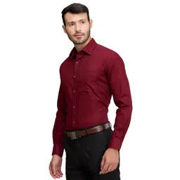 raymond Men's Slim Fit Solid Pattern Pure Cotton Full Sleeve Semi Cut Away Collar Formal Shirt image 3