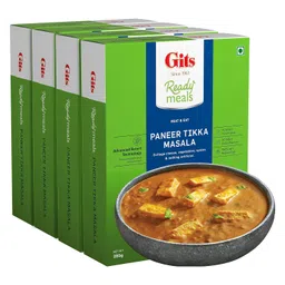 Gits Ready to Eat Paneer Tikka Masala, Pure Veg, Heat and Eat Spicy Curry, Microwaveable, 1140g (Pack of 4 X 285g Each) image 1
