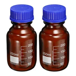 FZN Borosilicate Glass Amber Reagent Bottle 250ml Screw Cap | Pack Of 1 | Reagent Bottle For Lab | image 1