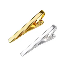 michelangelo Men's Tie Pin Combo (Golden and Silver, Free Size) image 1