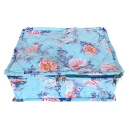 Kuber Industries Under Garment Kit | PVC Coated Green Flower Print | Travel Foldable Two Partition | Toiletry Kit with Transparent window | Green image 2