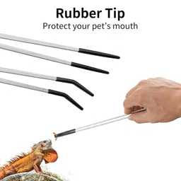 xfopz 2PCS Long Aquarium Tweezers with Rubber Tip,10.6" Straight and Curved Tweezers Terrarium Aquascape Tools, Stainless Steel Reptile Feeding tongs image 3