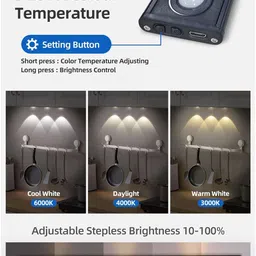 RAZZES LED Under Cabinet Lights, Motion Sensor, Rechargeable,Wireless, 3 Color Stick-On, Magnetic, USB Night Light for Kitchen,Closet, Wardrobe,Shelf, Bedroom,Office, Energy Saving (Pack of 1) image 3