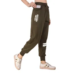 uzarus Women's Cotton Slim Fit Joggers Track Pants with 2 Zippered Pockets image 1