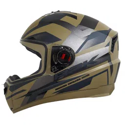 Steelbird SBA-1 R2K ISI Certified Full Face Graphic Helmet in with Matt Finish and Clear Visor (M, Desert Storm Grey), Thermoplastic image 1