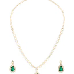 zaveri pearls Green Dazzling Stones Austrian Diamonds Necklace & Earring Set For Women-ZPFK18231 image 1