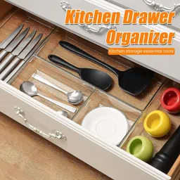 boniry Drawer Storage Organizer 6 PCS | Drawer Organizer Trays Set Clear Plastic Storage Bins Bathroom Tray Dividers Acrylic Organizer | Dressing Table Organizer image 5