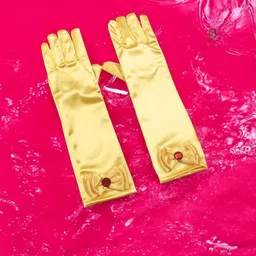 kidzoomart Girls Long Satin Gloves with Bow and Red Gem – Princess Costume Accessories for Halloween, Dress-Up, Cosplay & Birthday Parties image 3