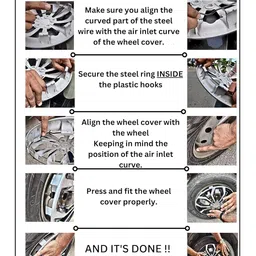 prigan PRIGAN, 17 Inch Wheel Cover, for All 17 Inch Cars Like Scorpio, XUV 500, XUV 700 and Grand Vitara (Set of 4 Pcs) (Press Fitting) Model- G Vitara Silver Black 17 image 4