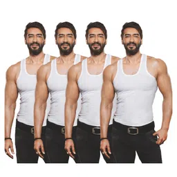amul comfy Men's Cotton Solid White |Vest Pack of 4 image 1