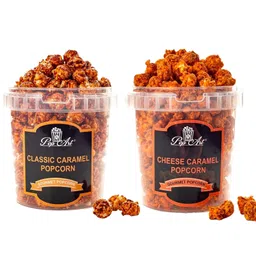 pop art Popart Cheese And Classic Caramel Popcorn| Ready to Eat | Cheese And ClassicCaramel Snack | Gourmet Popcorn| Non-GMO Popcorn | Sweet and Savoury | 200 Grams Each Combo image 1