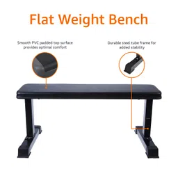 Amazon Basics Flat Weight Workout Exercise Bench - 41 x 20 x 11 Inches, Black (Max User Weight: 350 Kg) image 4