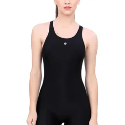 lactra Women's Nylon Swimming Costume| Racer Leg Suit I Padded | Sleeveless (LA_LS_568_Black) image 1