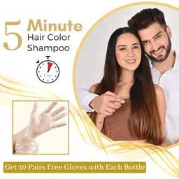 Kokila Hair Color Shampoo for Men & Women | No Ammonia - No Paraben | 10 Pair Free Gloves, Natural Brown 400Ml image 3