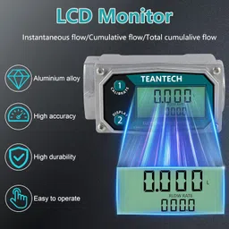 Flow Meter - 1 inch Digital Flow Meter Aluminum Alloy Engineered Flowmeter Turbine Flow Meter Oil Fuel Flow Meter for Measure Diesel Kerosene Gasoline (1 inch) image 2